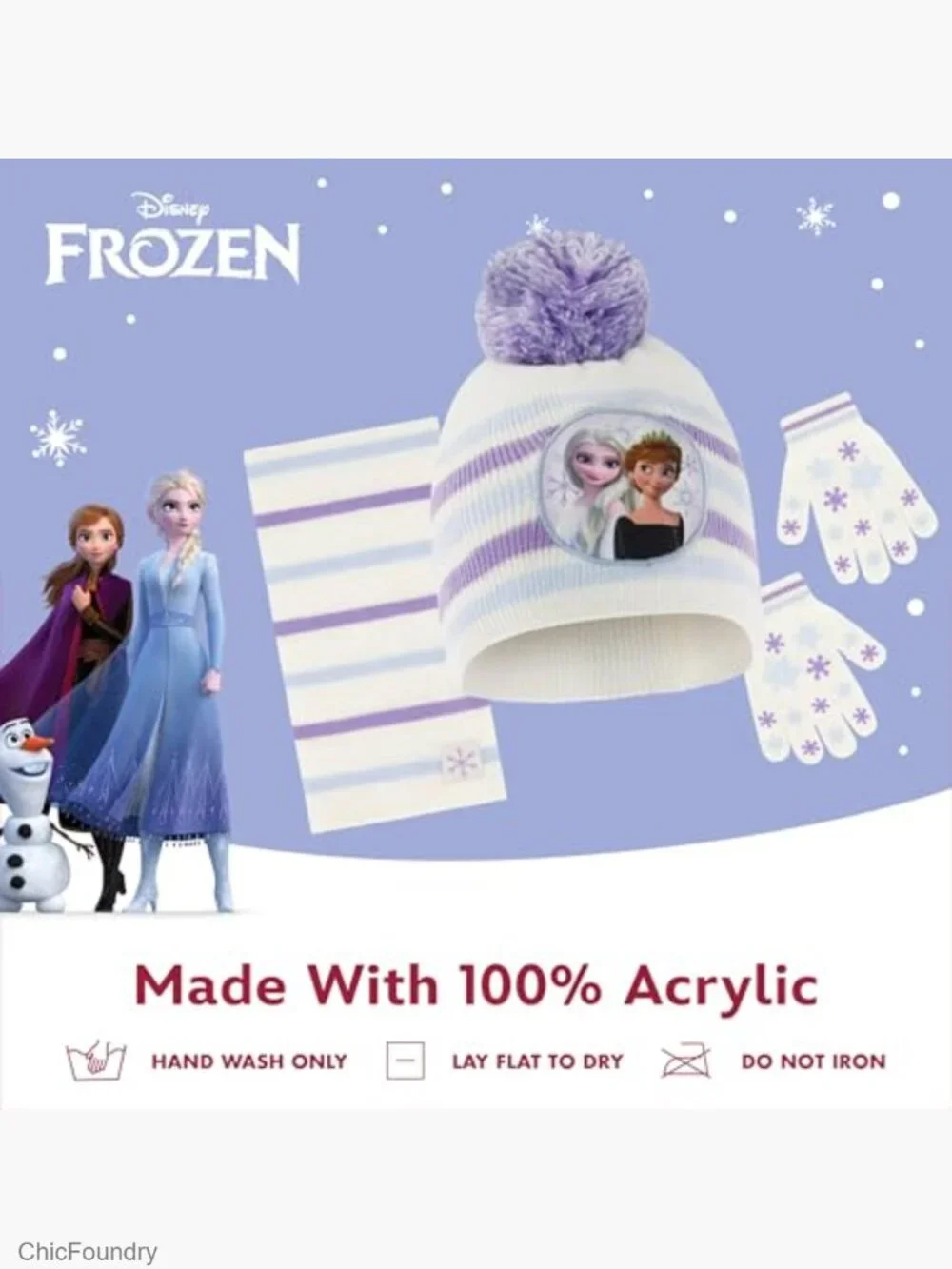 Frozen Girls Winter Hat Scarf Gloves Set 3pc